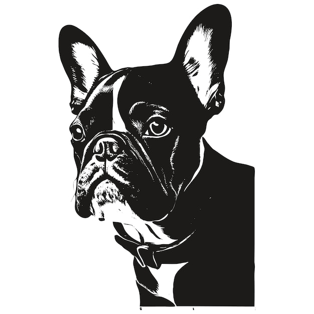 Bouledogue français dessin au trait vecteur noir et blanc dessin de chien