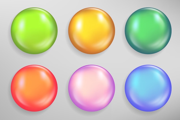 Boules Abstraites Vectorielles Sphères 3d Avec Reflets Et Ombre Pour Boutons Badges Icônes Emblèmes