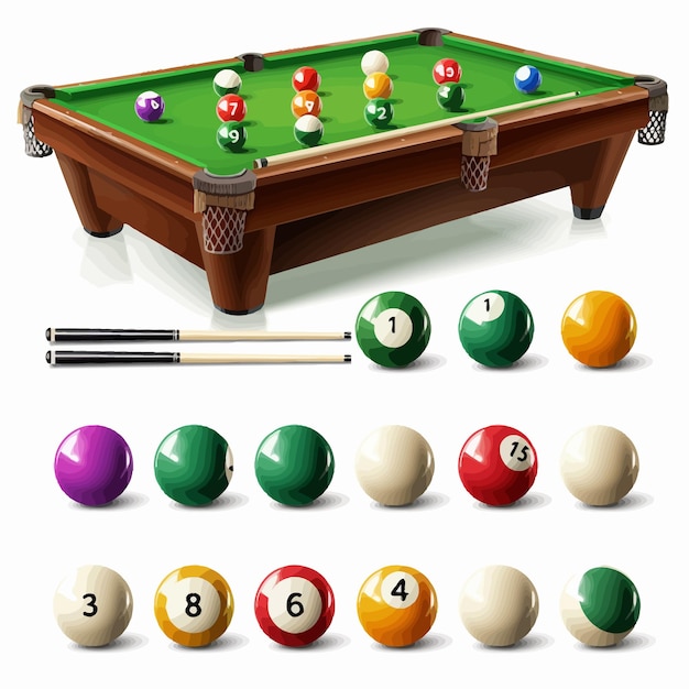 Des Boules De Billard Avec Des Numéros Et Des Pistes.