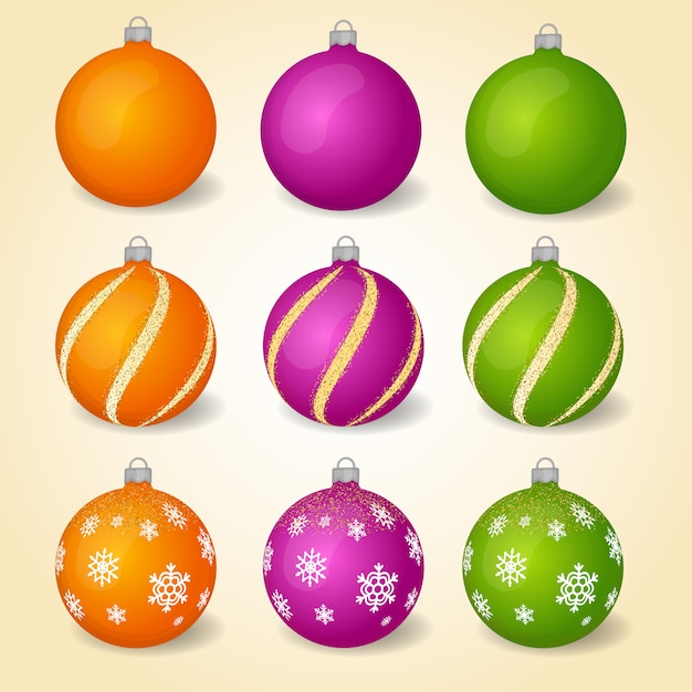 Vecteur boules de noël colorées