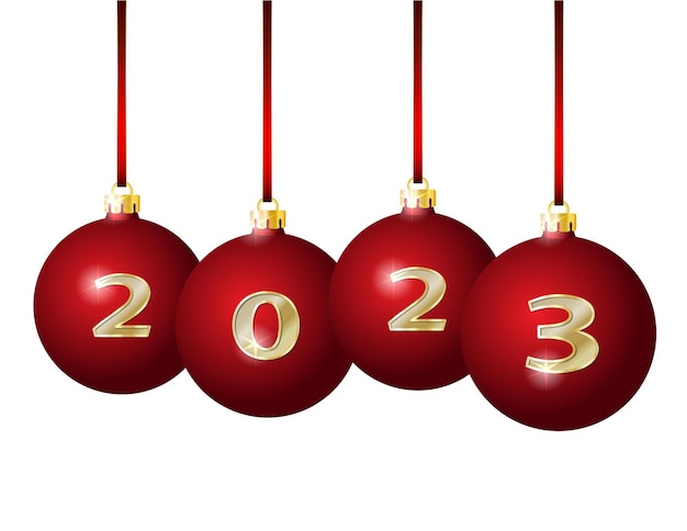 Boules De Noël En Verre 2023 Suspendues à Un Ruban Rouge