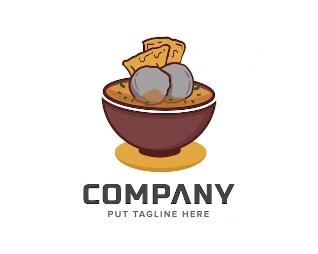 Boulette De Viande Bakso Chef Logo Modèle Vector Illustration