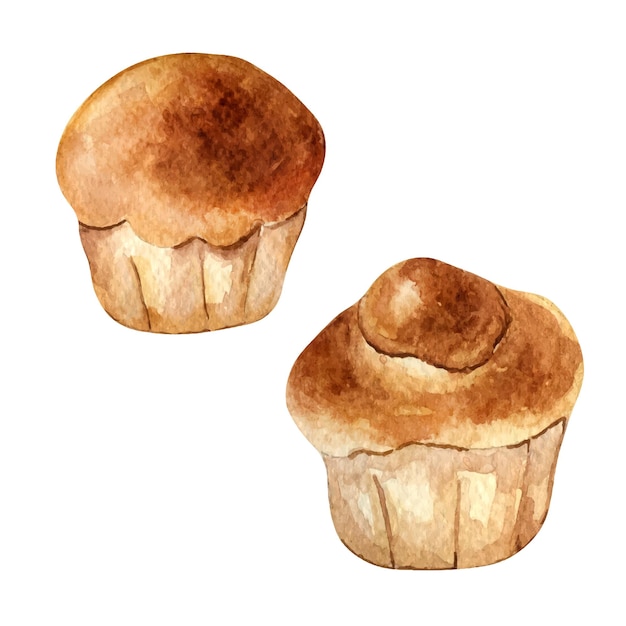 Boulettes De Brioche Entières Fraîches Illustration à L'aquarelle Isolée Sur Fond Blanc Pain Français Dessiné à La Main Pour Boulangerie Brioche Peinte élément Pour La Signalisation De Conception Livre De Cuisine Papier D'emballage