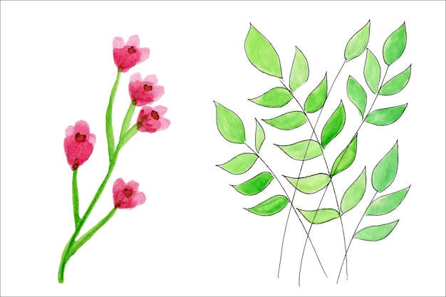 Vecteur bouquet aquarelle avec fleurs sauvages, herbes et feuilles, isolé sur fond blanc clipart.