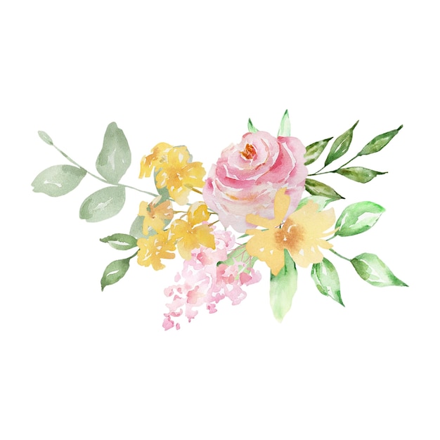 Bouquet aquarelle de roses délicates