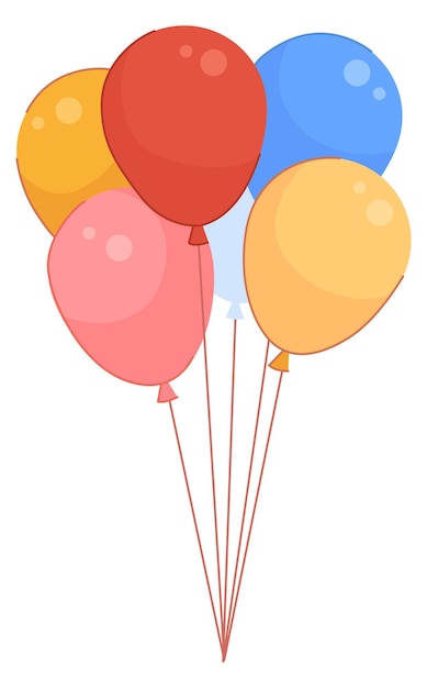 Bouquet de ballons colorés Icône de décoration de fête de vacances