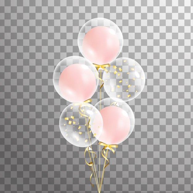 Bouquet de ballons transparents. Ballons isolés dans l'air.