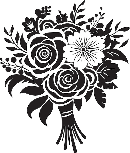 Vecteur bouquet enigma black vector bridal design floral radiance bouquet de mariée emblème de la boîte à bouquets