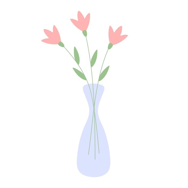 Bouquet Fleuri Dans Un Vase Illustration Plate Simple Belles Fleurs