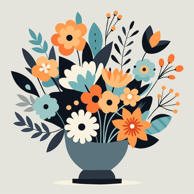 Vecteur bouquet de fleurs dans un vase