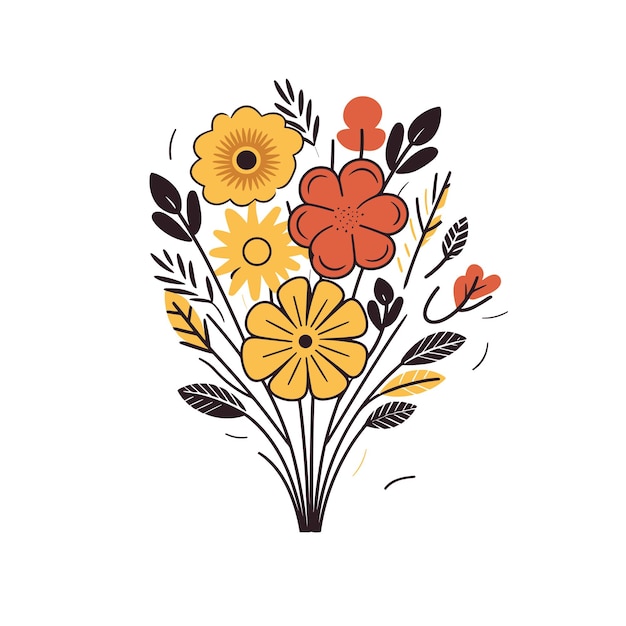 Bouquet de fleurs design plat illustration vectorielle pour les enveloppes avec des fleurs cadeaux salutations
