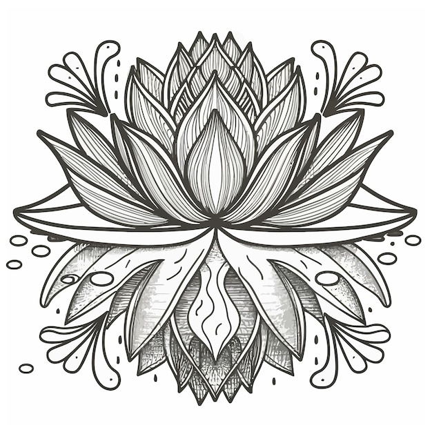 Vecteur bouquet de fleurs de lotus apaisantes à colorier