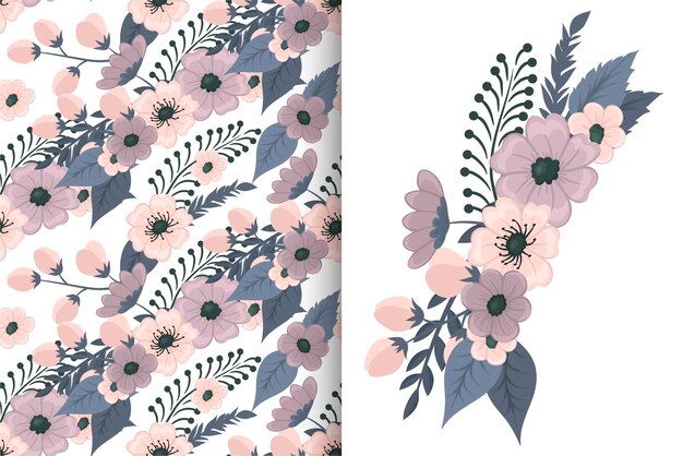 Bouquet de fleurs avec motif floral sans soudure ensemble de fond