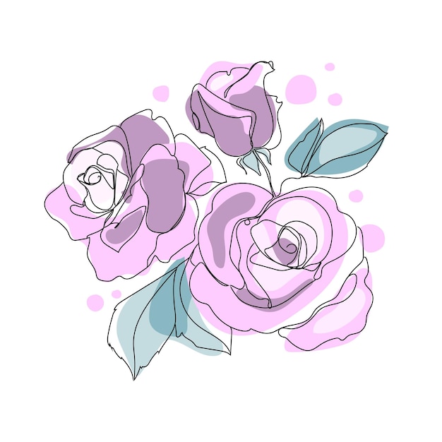 Bouquet De Fleurs De Rose D'art De Ligne Pour L'illustration Botanique De  Vecteur De Conception De Décoration. Art Minimal De Roses | Vecteur Premium