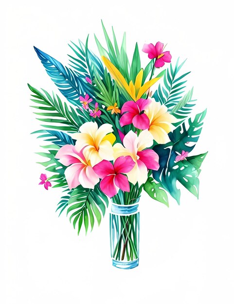 Vecteur un bouquet de fleurs tropicales