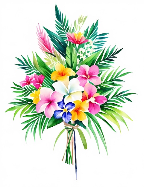 Vecteur un bouquet de fleurs tropicales