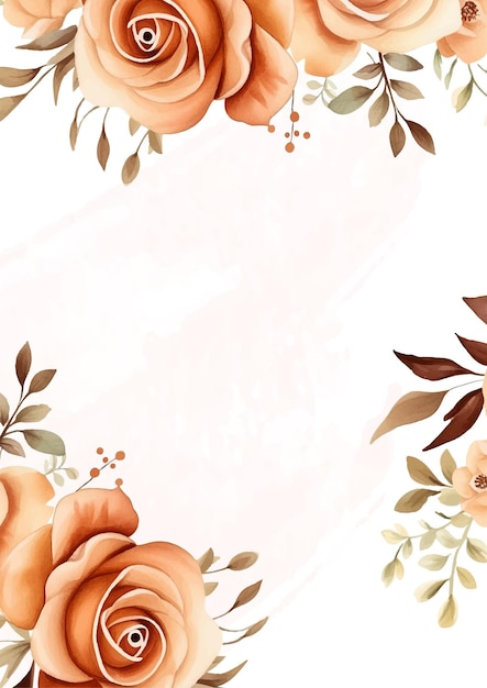 Bouquet d'invitation beige et blanc à l'arrière-plan peinture à l'aquarelle avec flore et fleurs