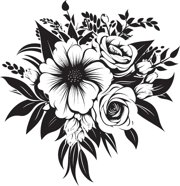 Vecteur bouquet de mariée à l'aura de pétale bouquet de fiancée icon bouquet d'élégance symbole vectoriel monochrome