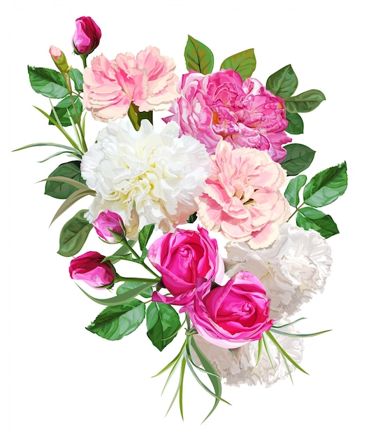 Bouquet de rose et oeillet fleur