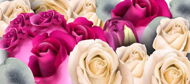Vecteur bouquet de roses aquarelle