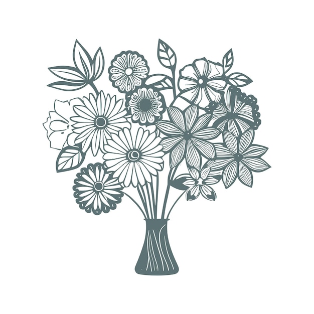 Bouquet de roses dessiné à la main Art en ligne pour adultes style de livre de coloriage Illustration vectorielle pour colorier p