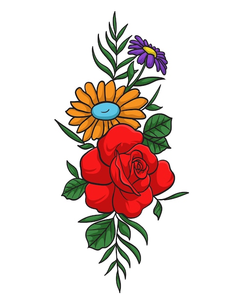Bouquet De Roses Et Illustration De Lys