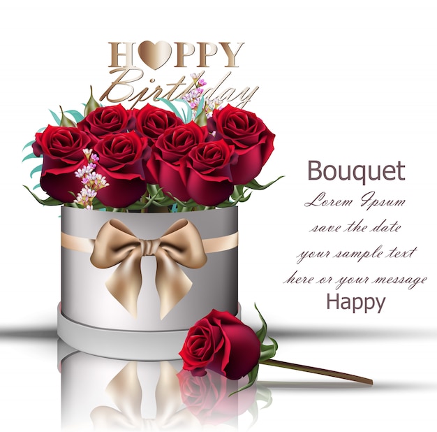 Bouquet de roses rouges joyeux anniversaire