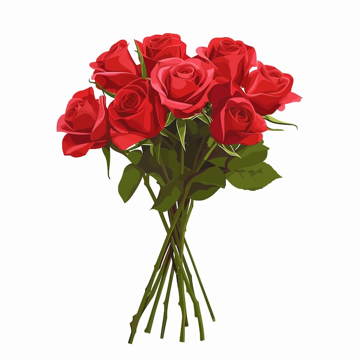 Vecteur bouquet de roses rouges pour la fête de la saint-valentin