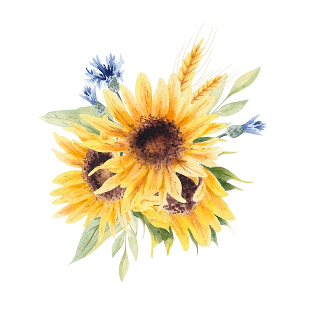 Vecteur bouquet de tournesol