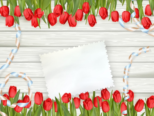 Bouquet De Tulipes Avec Une Carte Vide.