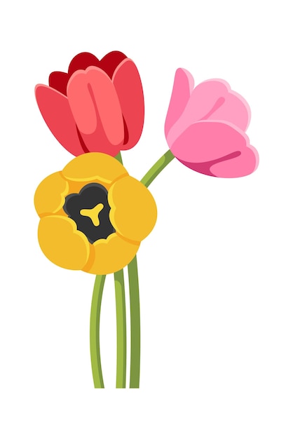 Bouquet De Tulipes élément De Design Floral Illustration Vectorielle