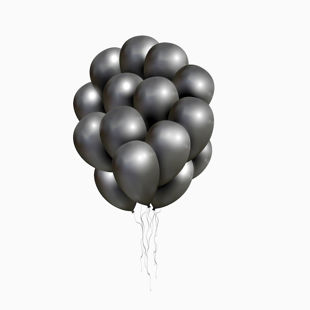 Bouquet De Vecteur De Ballons Brillants Noirs