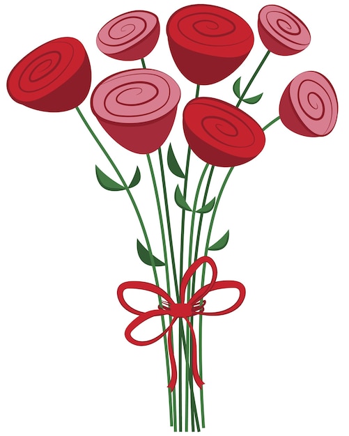 Vecteur bouquet vectoriel composé de roses dans un style plat