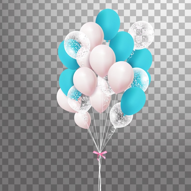 Bouquets de ballons d'hélium colorés isolés. Ballon de fête givré pour la conception d'événements. Décorations de fête pour anniversaire, anniversaire, célébration.