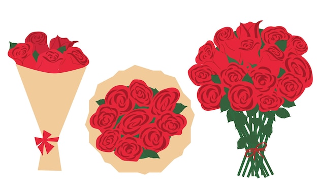 Des bouquets de roses rouges sous différents angles