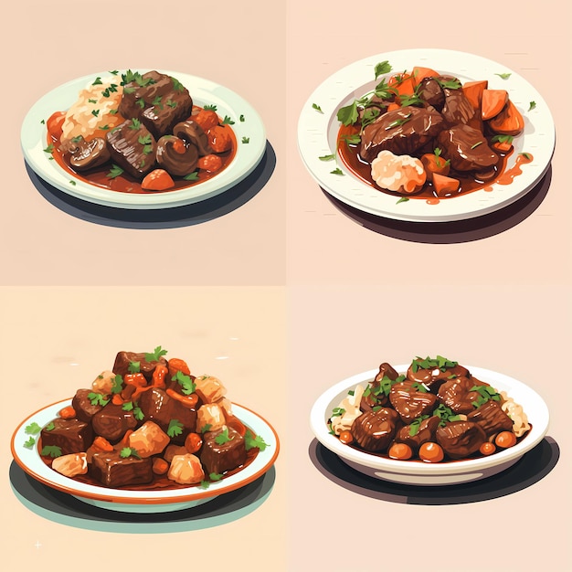 Vecteur le bourguignon de bœuf