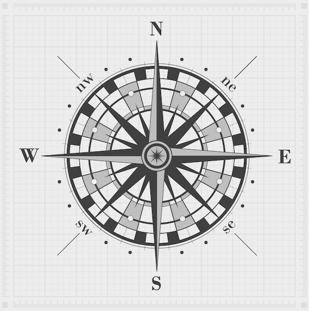 Boussole A Augmenté Sur La Grille. Illustration Vectorielle