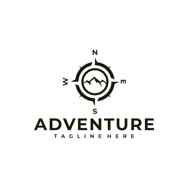 Vecteur boussole montagne aventure symbole logo design