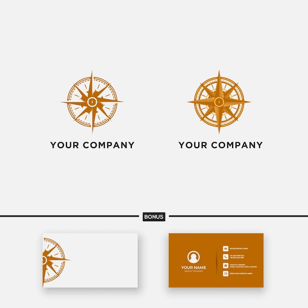 Boussole D'or Et Conception De Vecteur De Logo D'ancre