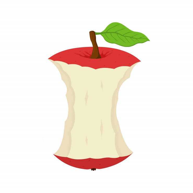 Bout de bande dessinée de pomme. Déchets de fruits