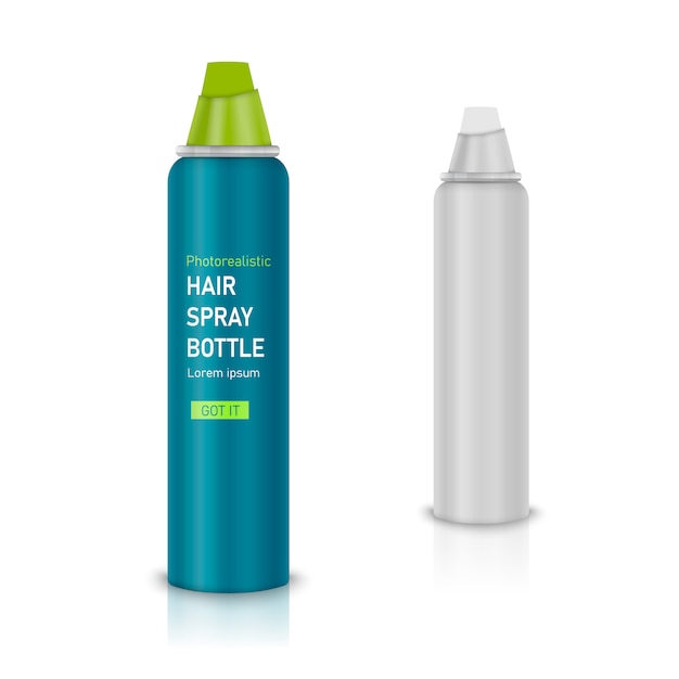 Bouteille En Aluminium Blanc Brillant Avec Pulvérisateur Pour Spray Nasal. 125 Ml. Modèle D'emballage Photo-réaliste Avec Un Exemple De Conception. Vue De Côté. Illustration.