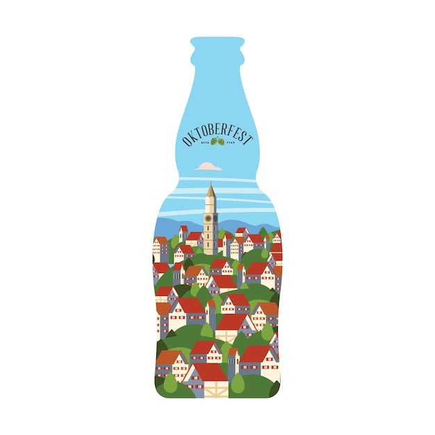 Vecteur une bouteille de bière illustration vectorielle colorée fête de la bière oktoberfest