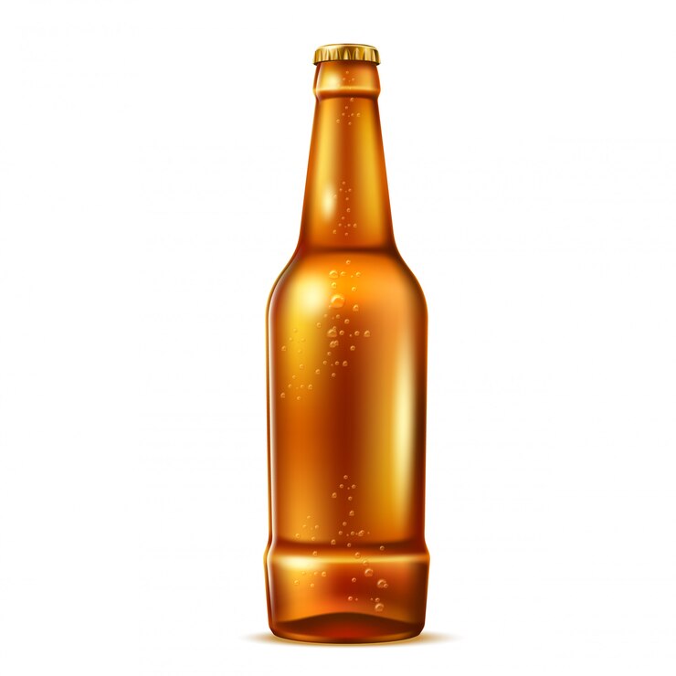 Vecteur bouteille de bière en verre réaliste de vecteur avec des bulles