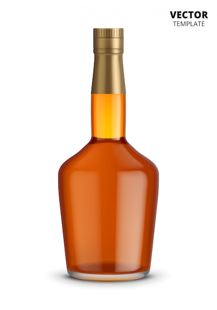 Vecteur bouteille de cognac, de whisky ou de brandy isolée