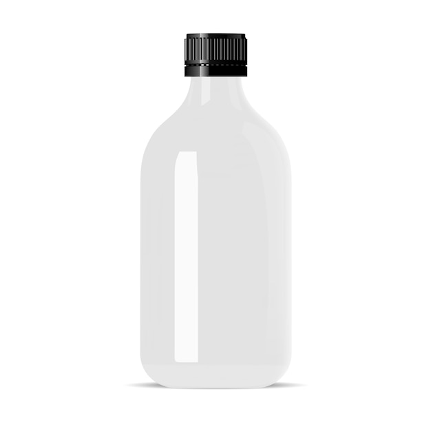 Bouteille cosmétique en verre blanc. Vecteur de flacon médical.