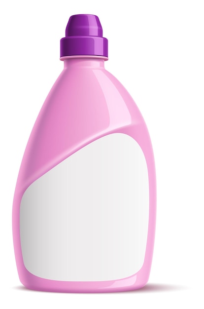 Vecteur bouteille de détergent à lessive rose récipient en plastique réaliste avec étiquette vierge isolé sur fond blanc