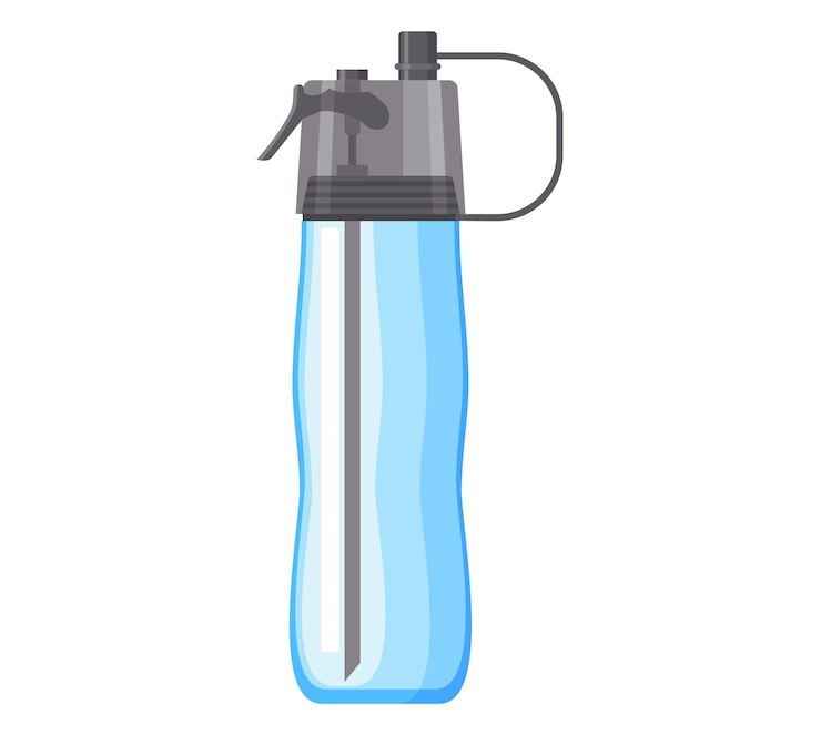 Vecteur bouteille d'eau de sport modèle de bouteille de fitness en plastique isolé flacon de vélo maquette vierge conception de conteneur réutilisable équipement d'aventure voyage d'été boisson pour liquide propre avec couvercle et paille