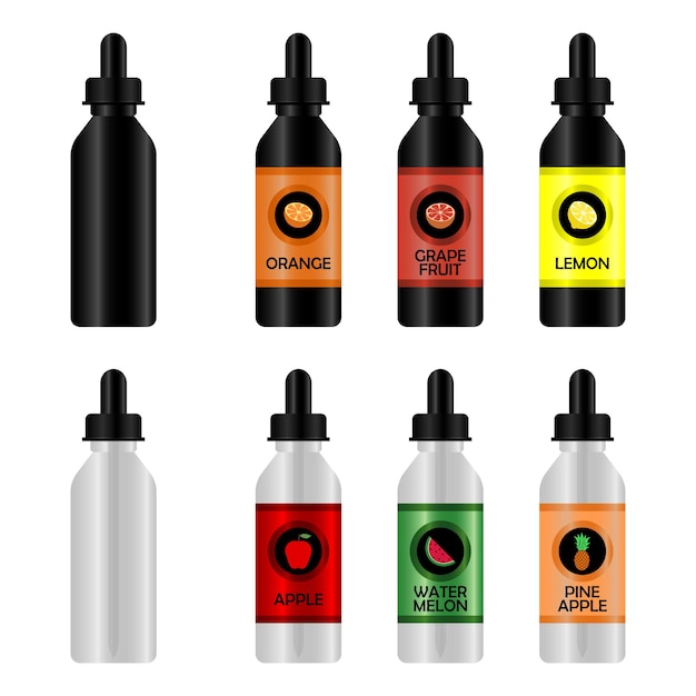 Bouteille Avec Eliquid Pour Vape Ensemble De Maquettes De Bouteilles Réalistes Avec Goûts