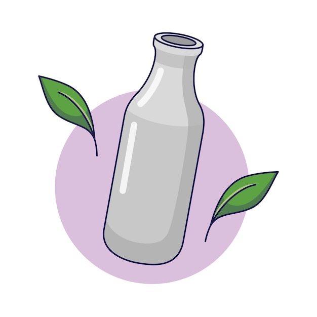 Bouteille de lait en verre réutilisable Style de vie durable concept écologique zéro déchet Illustration vectorielle dans le style de dessin animé Recyclage de la gestion des déchets écologie durabilité