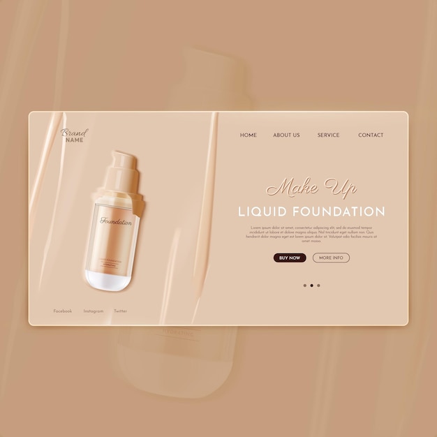 Vecteur bouteille de maquillage réaliste avec une texture de fondation liquide beige